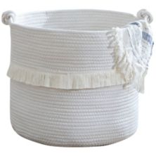 Ornavo Home Medium Round Woven Cotton Rope Boho Tassels Storage Basket Ornavo Home