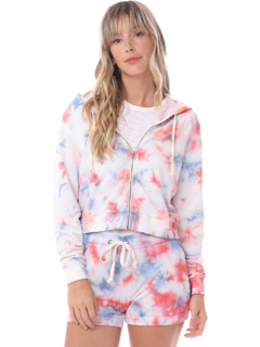 Tie-Dyed Lightweight Grench Terry Cropped Zipped Hoodie Alternative