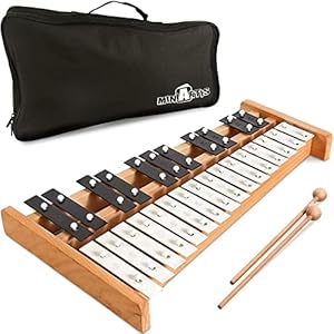 Glockenspiel Xylophone | Full Size Glockenspiel Xylophone 27 Note Metal Keys for Adults & Kids | Percussion Instrument Includes 2 Wooden Beaters and Carry Case MINIARTIS