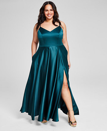 Модное атласное платье больших размеров без рукавов B Darlin