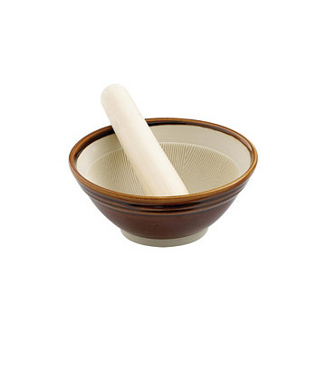 Набор Сурибати, керамическая чаша для ступки с пестиком из кленового дерева Helen's Asian Kitchen