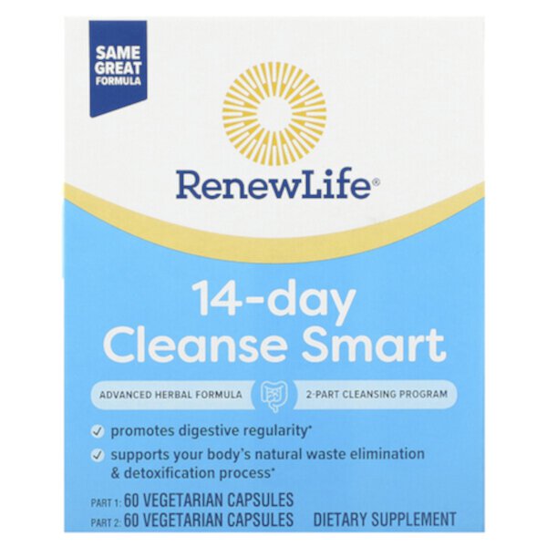 14-Day Cleanse Smart, 2 бутылки, по 60 вегетарианских капсул в каждой Renew Life