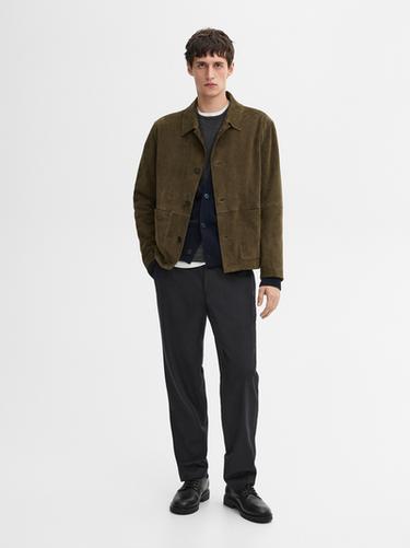 Suede leather jacket with patch pockets Massimo Dutti