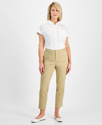 Petite Mid Rise Linen-Blend Ankle Pants, Created for Macy's Style & Co