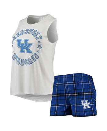 Women's Royal, White Kentucky Wildcats Ultimate Flannel Tank Top and Shorts Sleep Set Concepts Sport