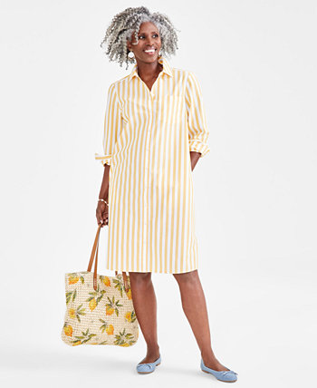 Женское хлопковое платье-рубашка в полоску Style & Co, созданное для Macy's Style & Co