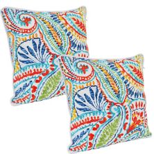 Набор Sunnydaze из 2 декоративных подушек для дома и улицы - 16 дюймов - Bold Paisley Sunnydaze Decor