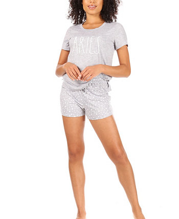 Женский топ Hilo с короткими рукавами и круглым вырезом с разрезами по бокам и шорты с эластичным поясом и шнурком, 2 предмета Rae Dunn