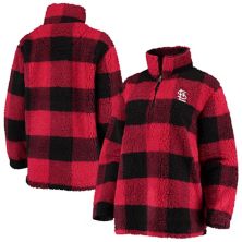 Женская куртка G-III Sports by Carl Banks Red / Black St. Louis Cardinals Sherpa Plaid Quarter-Zip Jacket G-III