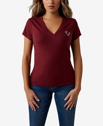 Женская футболка с коротким рукавом Crystal Buddha Slim с v-образным вырезом True Religion
