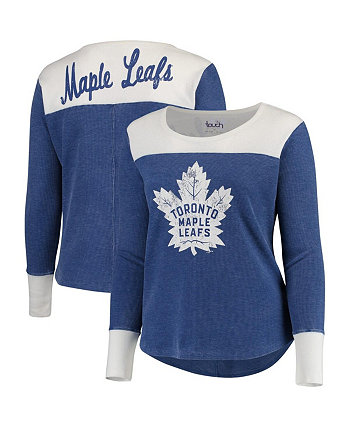 Women's Blue, White Toronto Maple Leafs Plus Size Blindside Tri-Blend Long Sleeve Thermal T-shirt Touch
