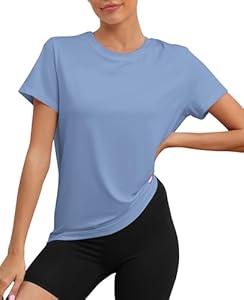 Женская Футболка KevaMolly KevaMolly Workout Tops для женщин UPF50+ Дышащая Свободная Футболка для Йоги Короткий Рукав Бег Спортзал Спортивная Футболка KevaMolly