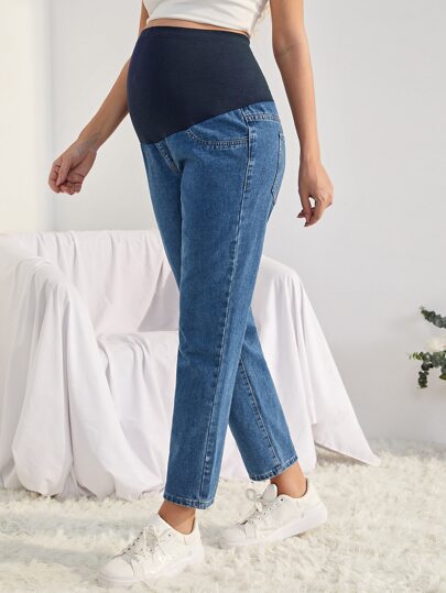 Прямые джинсы для беременных SHEIN