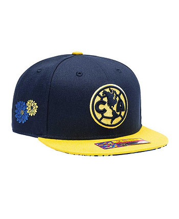 Мужская темно-синяя золотистая шляпа Club America Flor De Muerto Snapback Fan Ink