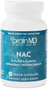 BRAINMD NAC - 60 Vegan Capsules - Antioxidant + Immune Support - Gluten Free - 60 Servings BrainMD