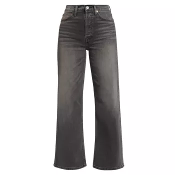 Укороченные джинсы с высокой посадкой и широкими штанинами Re/Done