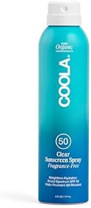 COOLA Organic Sunscreen SPF 50 Sunblock Spray, Dermatologist Tested Skin Care for Daily Protection, Vegan and Gluten Free, Fragrance Free, 2 Fl Oz Coola