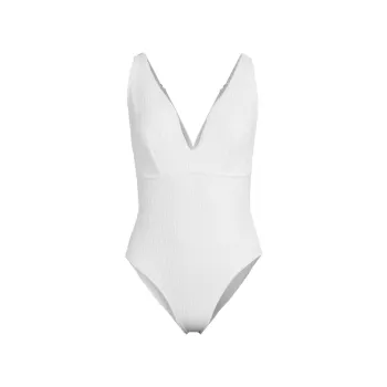 Deep Dive Smocked One-Piece Swimsuit MILLY