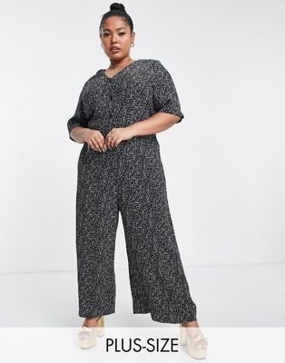 Nobody's Child Plus wide leg button jumpsuit in ditsy floral Nobody's Child Plus