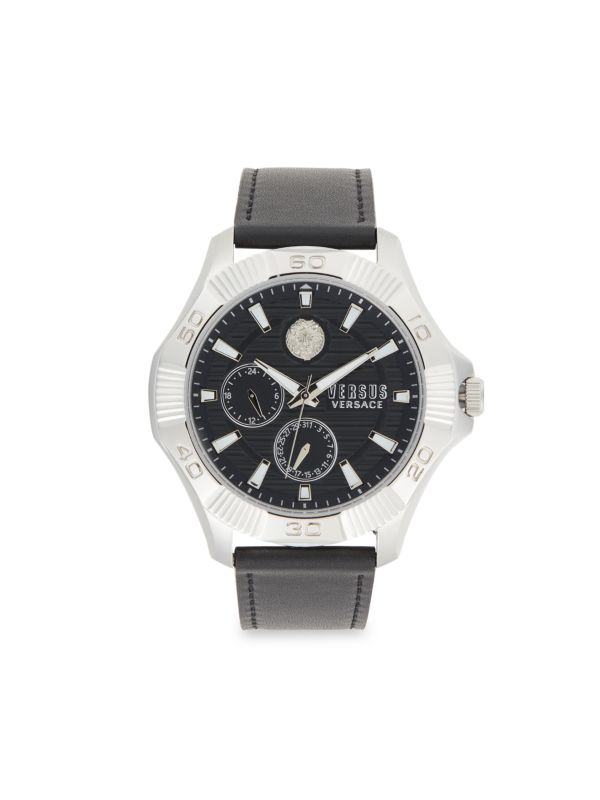 Часы-хронограф с ремешком из нержавеющей стали и кожи 46 мм Versus Versace