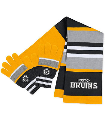 Женский комплект из перчаток и шарфа в полоску Boston Bruins WEAR by Erin Andrews