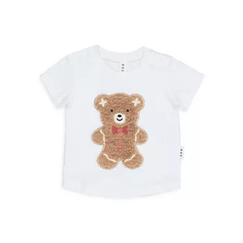Детские, маленькие детские и amp; Детская футболка с пряничным узором из искусственного меха HUXBABY