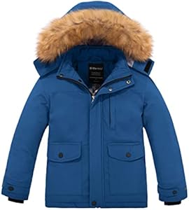 wantdo Boy's Winter Coat Waterproof Puffer Jacket Insulated Snow Jacket Hooded Wantdo