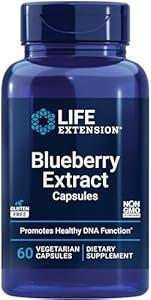 Life Extension Blueberry Extract Capsules (Капсулы) - Whole Fruit Wild Blueberry Extract Supplement Pills- For Brain Health Support - Non-GMO, Gluten-Free ,Vegetarian - 60 Capsules Life Extension