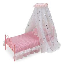 Badger Basket Starlights LED Canopy Металлическая кукольная кровать с постельным бельем - розовый Badger Basket