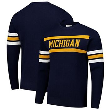 Unisex Uscape Apparel Navy Michigan Wolverines Renew Knit Vintage Pullover Sweater Uscape Apparel