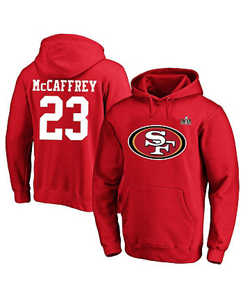 Мужской флисовый пуловер с капюшоном Christian McCaffrey Scarlet San Francisco 49ers Super Bowl LVIII Big and Tall, имя и номер игрока Fanatics