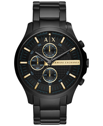 Мужские часы с хронографом Hampton, черные, нержавеющая сталь, браслет 46 мм Armani