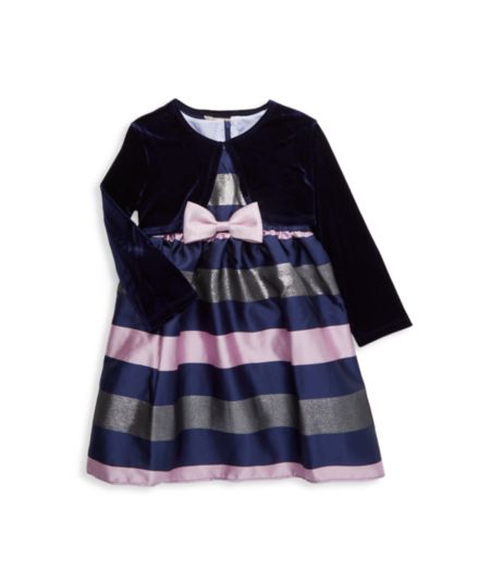 Little Girl's 2-Piece Striped Dress &amp; Jacket Set Purple Rose