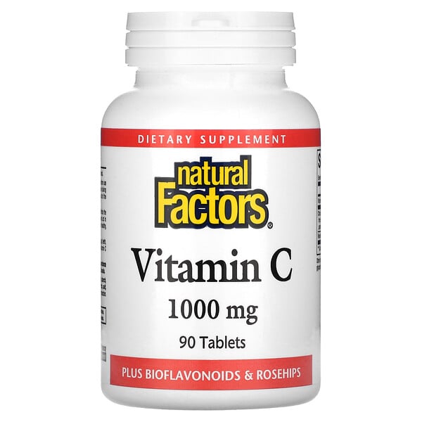 Витамин C, плюс биофлавоноиды и плоды шиповника, 1000 мг, 90 таблеток Natural Factors