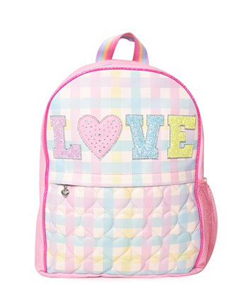 Большой стеганый рюкзак Big Girls Love Pastel в мелкую клетку с сердечками OMG! Accessories