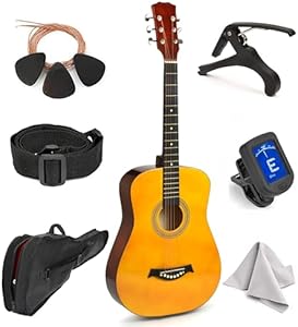 Classical Acoustic Guitar For Kids By MasterPlay- 30” Beginner Guitar For Learners- Accoustic String Guitar Starter Kit: Guitar Bag, Tuner, Strap, Extra Strings, Picks, Wash Cloth, Capo (Blua) Master Play