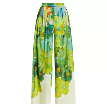 Атласные широкие брюки Alessia с цветочным принтом Kobi Halperin