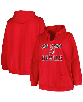 Женский красный пуловер с капюшоном New Jersey Devils больших размеров с аркой и логотипом Profile
