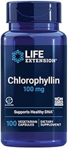 Life Extension Chlorophyllin 100mg – Powerful Antioxidant Supplement Pill for DNA, Liver Health and Detox – Non-GMO, Gluten-Free, Vegetarian - 100 Capsules (Капсулы) Life Extension