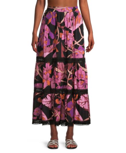Макси-юбка с цветочным принтом Aurum