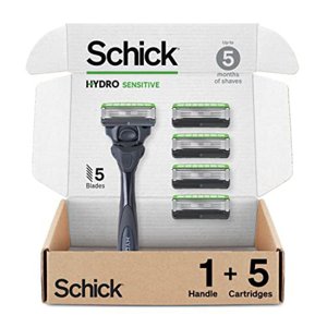 Schick Hydro Sensitive Razor — for Men with Sensitive Skin with 5 Razor Blades Schick