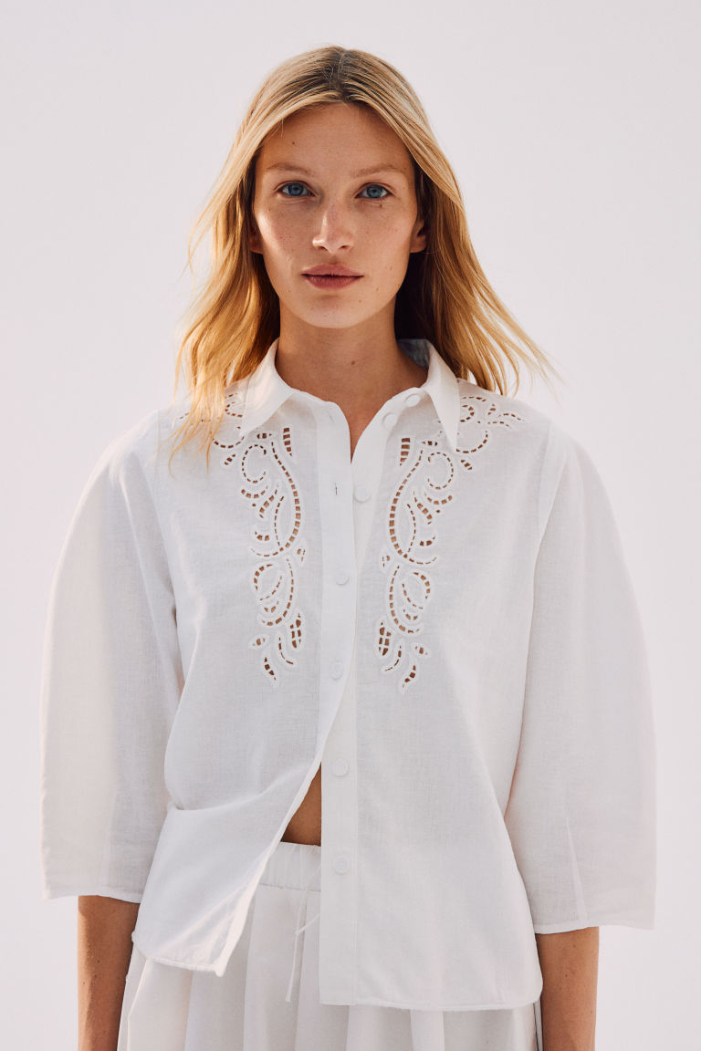 Blouse with Eyelet Embroidery H&M