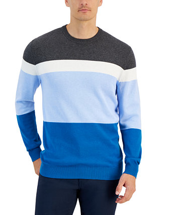 Мужской свитер с круглым вырезом и длинными рукавами с цветными блоками, созданный для Macy's Club Room