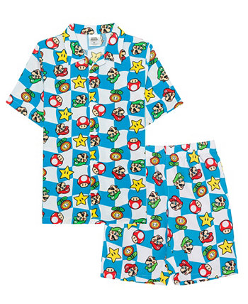 Тканая рубашка и шорты с короткими рукавами для мальчиков Super Mario Big Boys Mario Bros . 