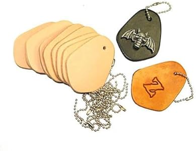 Key Fob Kits 10 Pack - Pre-Punched Vegetable Tanned Tooling Leather with Bead Chain Zelikovitz