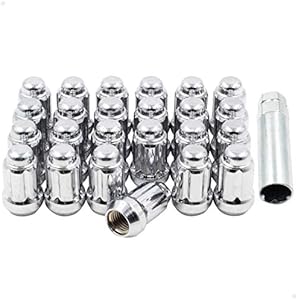 Wheel Accessories Parts 24 Pcs 1/2" Thread Car Spline 1.38" Long Lug Nut Chrome Spline Fits Dodge Viper 1992-2017 Wheel Accessories Parts