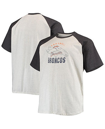 Мужская футболка с принтом овсянки и древесного угля Denver Broncos Big and Tall с регланами Profile