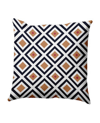 16-дюймовая темно-синяя и коричневая декоративная подушка с ромбовидным принтом E by Design