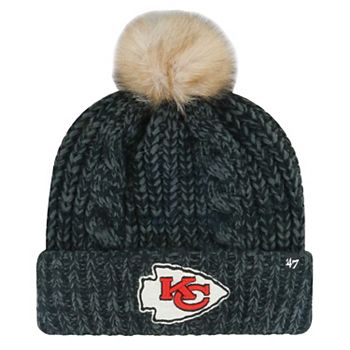 Women's '47 Black Kansas City Chiefs Meeko Cuffed Knit Hat with Pom 47 Brand