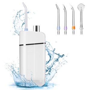 GENKENT Portable Water Dental Flosser Cordless for Teeth Clean 3 Modes 4 Tips Dental Oral Irrigator Telescopic Water Tank IPX7 Waterproof Water Picks & Flossing, Teeth Cleaner for Travel (White) Visit the GENKENT Store